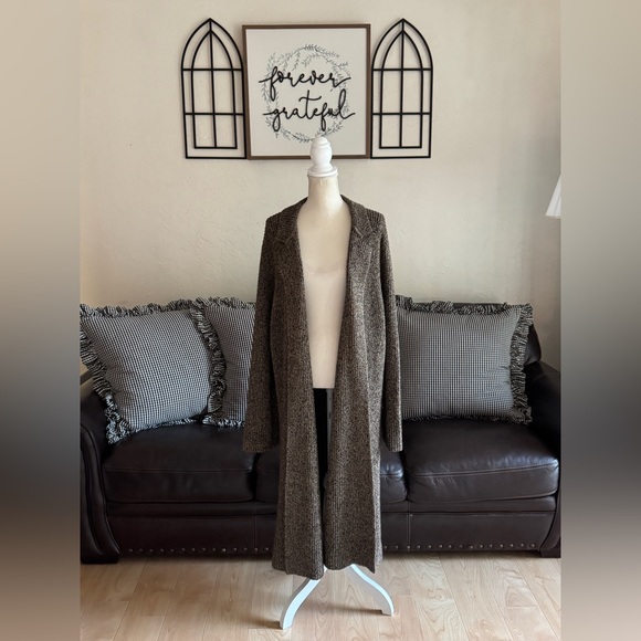 Lauren Ralph Lauren Brown Gold Metallic Knitted Maxi Long Sweater Coat Size 3X - Picture 12 of 13